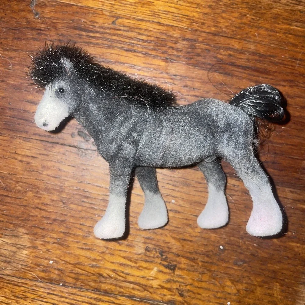 Vintage Lot 7 Toy Velvet Flocked Coated Horses Ponies Figures‎ 3